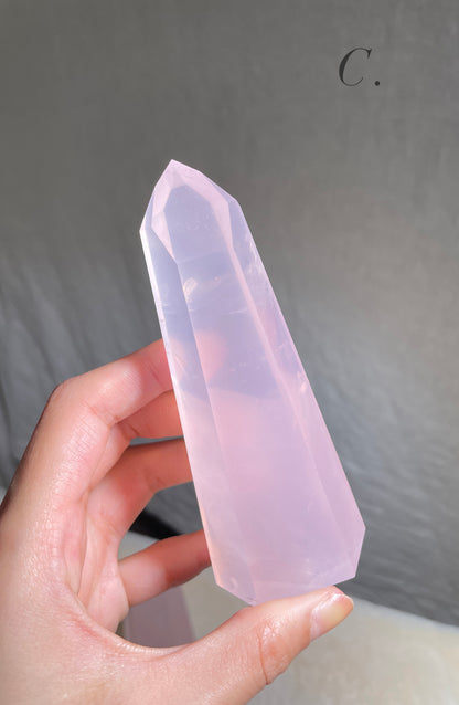 Brazilian Glassy Rose Quartz Tower