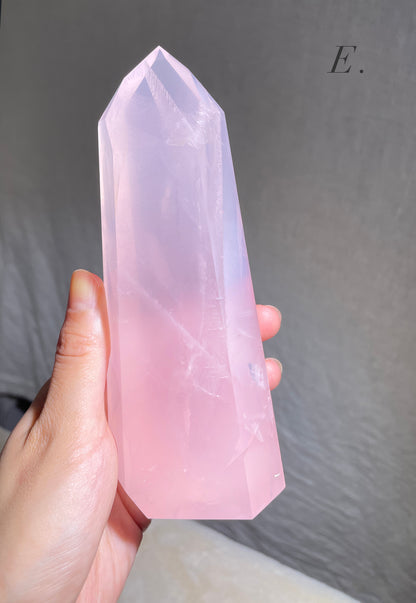 Brazilian Glassy Rose Quartz Tower