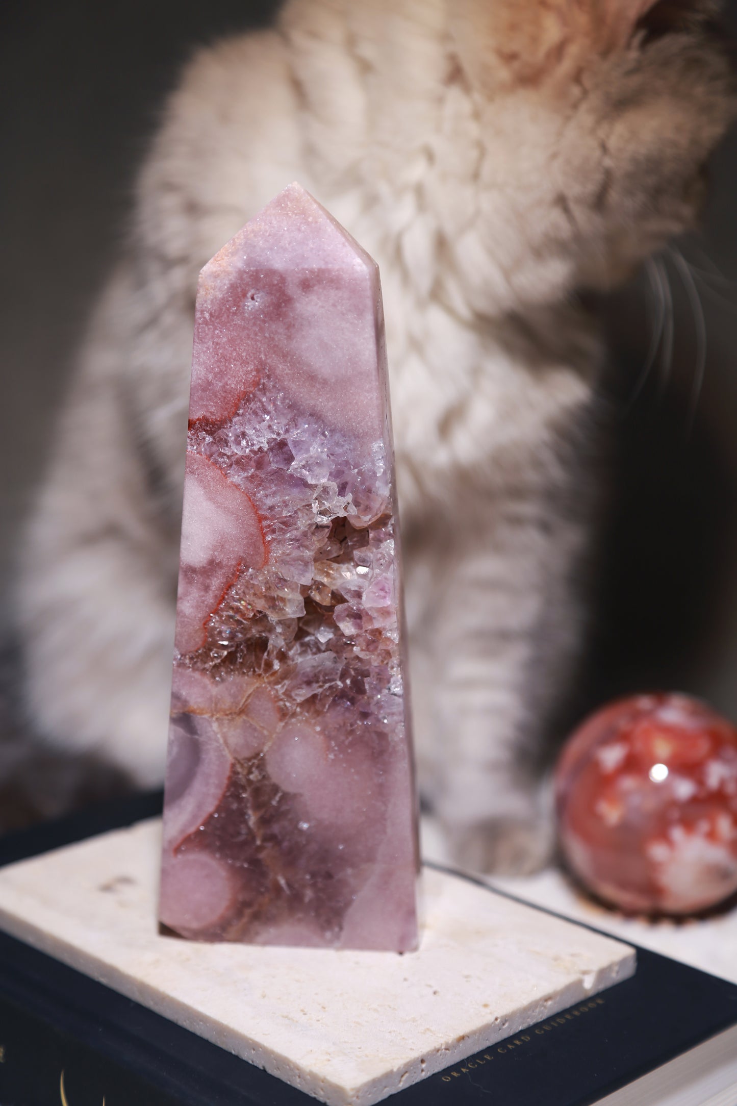 Purple Druzy Pink Amethyst with Citrine Statement Tower [L]