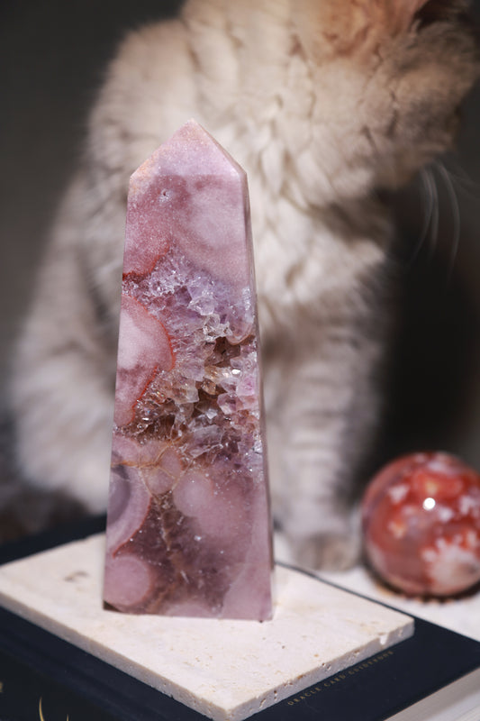 Purple Druzy Pink Amethyst with Citrine Statement Tower [L]