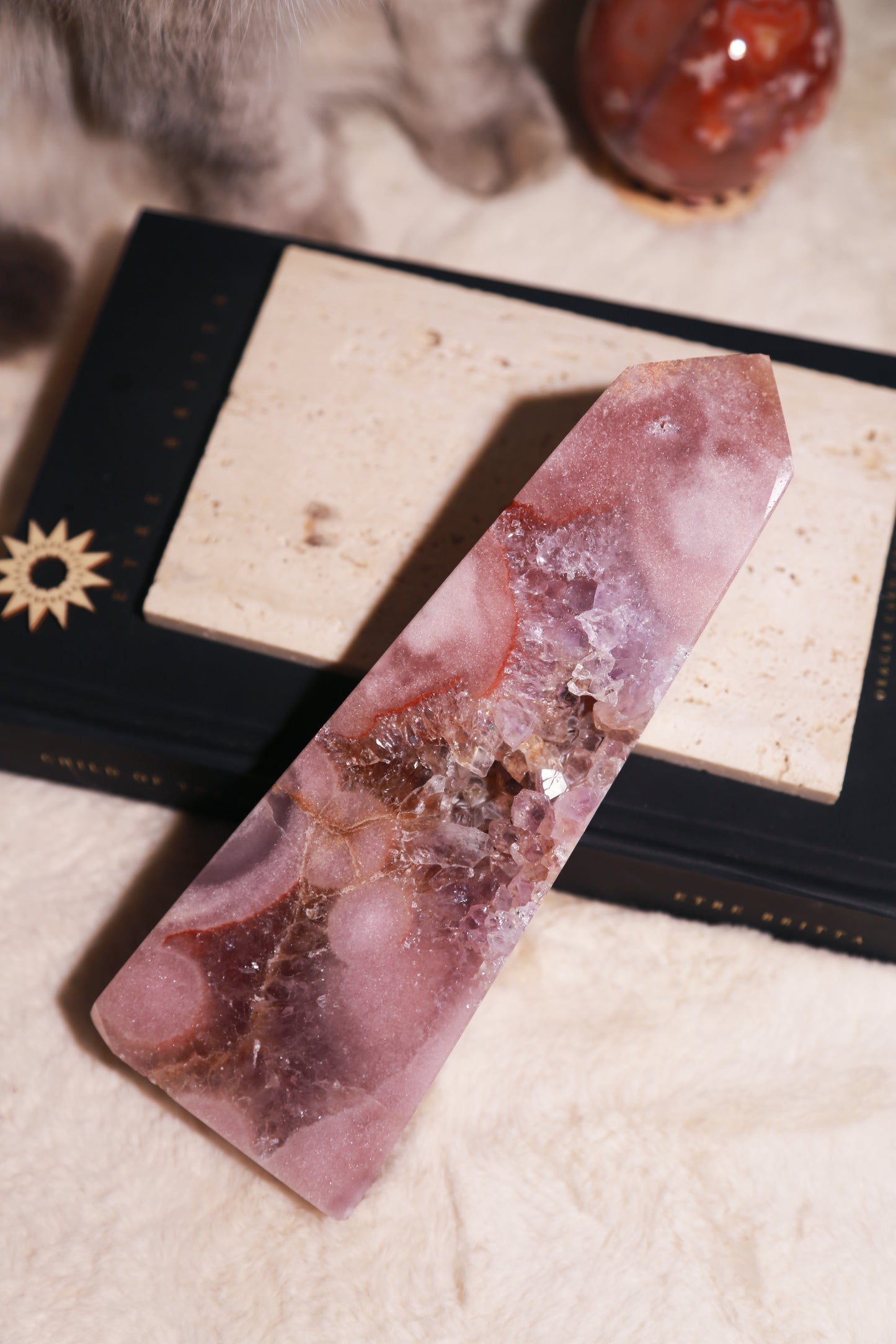 Purple Druzy Pink Amethyst with Citrine Statement Tower [L]
