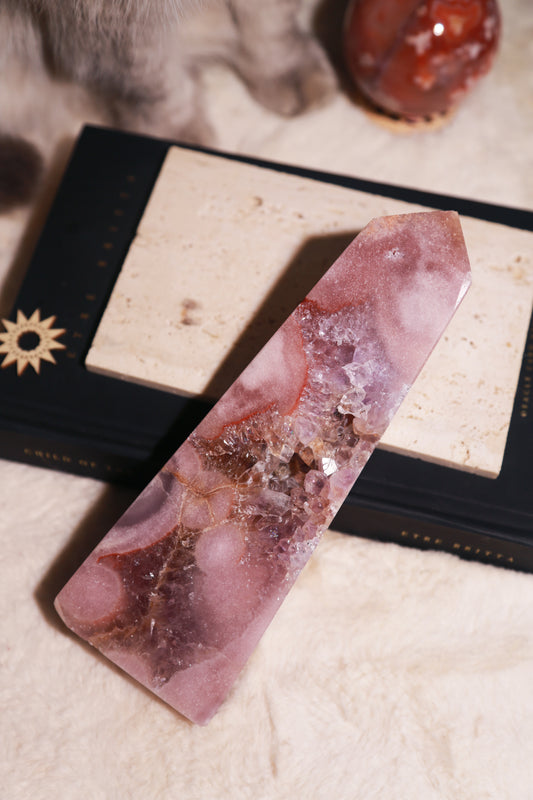 Purple Druzy Pink Amethyst with Citrine Statement Tower [L]