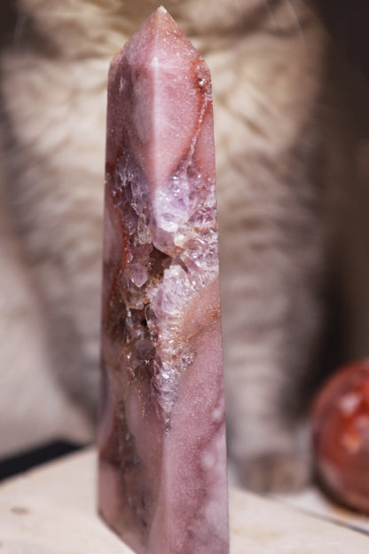 Purple Druzy Pink Amethyst with Citrine Statement Tower [L]