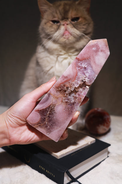 Purple Druzy Pink Amethyst with Citrine Statement Tower [L]