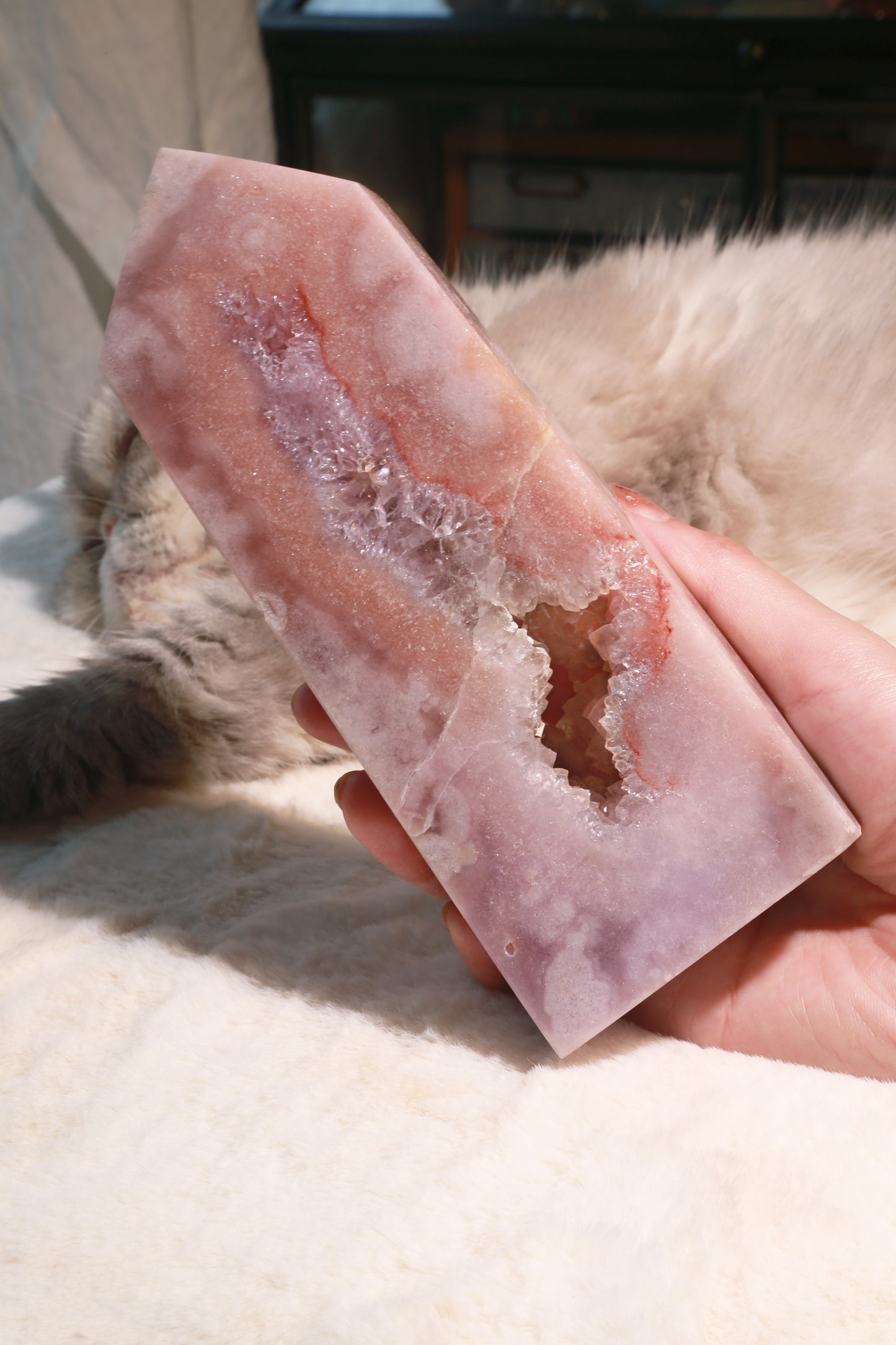 Purple Druzy Pink Amethyst with Portal Statement Tower [M]