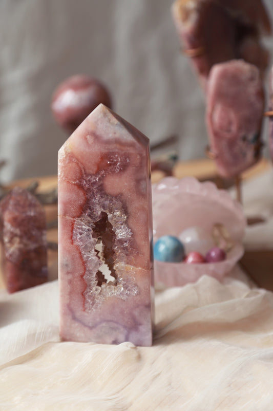 Purple Druzy Pink Amethyst with Portal Statement Tower [M]