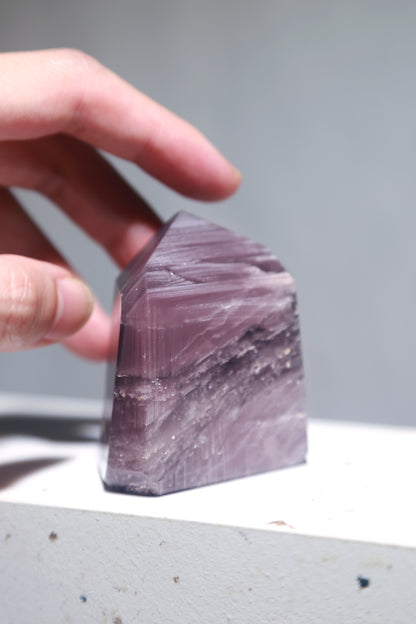 Saturated Mauve Pink Lithium Quartz Tower