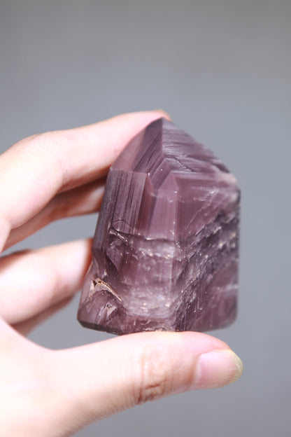 Saturated Mauve Pink Lithium Quartz Tower
