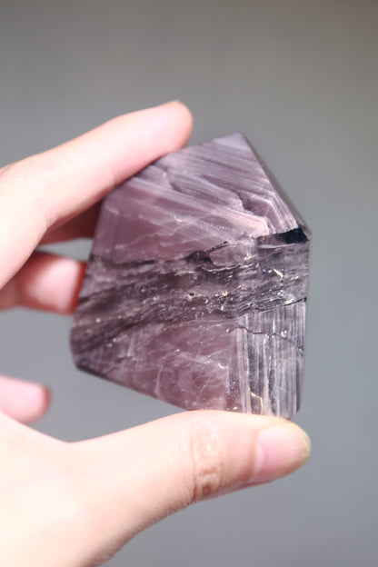Saturated Mauve Pink Lithium Quartz Tower
