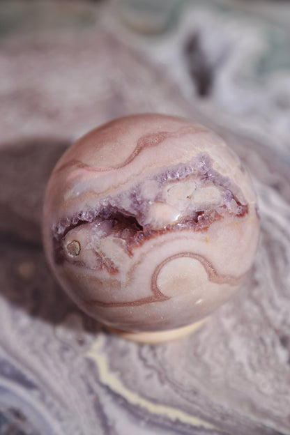 Purple Druzy Cave Bubble Pink Amethyst Sphere [Q]
