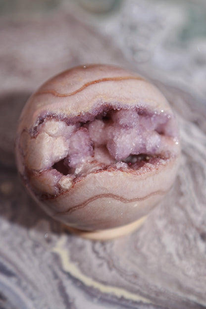 Purple Druzy Cave Bubble Pink Amethyst Sphere [Q]