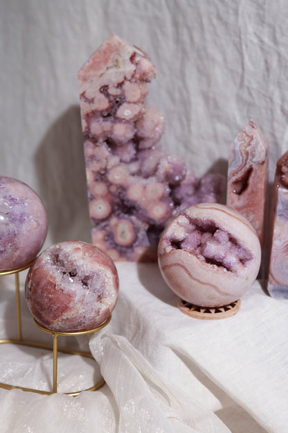 Purple Druzy Cave Bubble Pink Amethyst Sphere [Q]