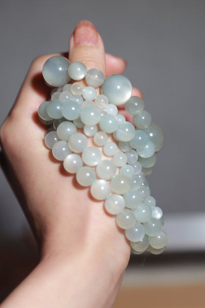 Blue Green Sage Moonstone Bead Bracelet