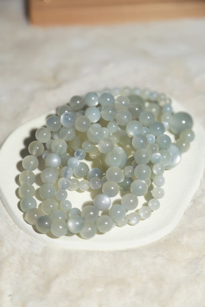 Blue Green Sage Moonstone Bead Bracelet