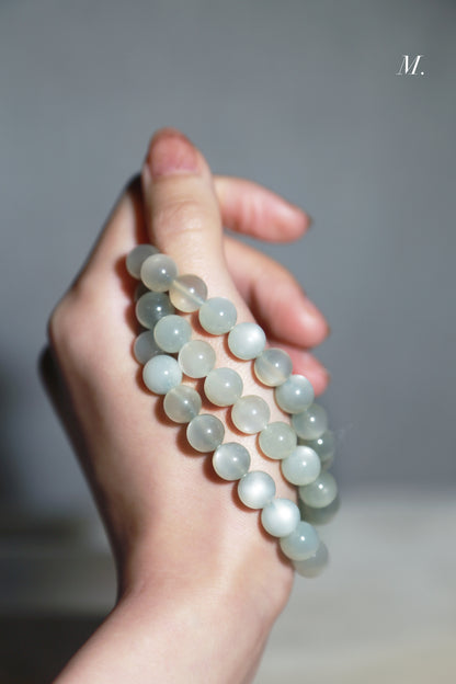 Blue Green Sage Moonstone Bead Bracelet