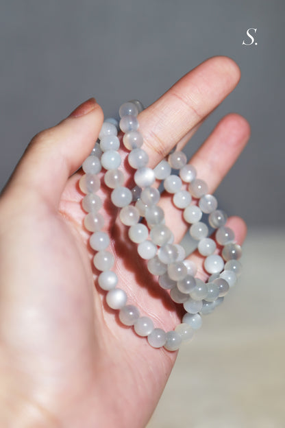 Blue Green Sage Moonstone Bead Bracelet