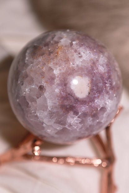 Puprle Druzy Amethyst Flower Agate Sphere with Orbicular Eyes