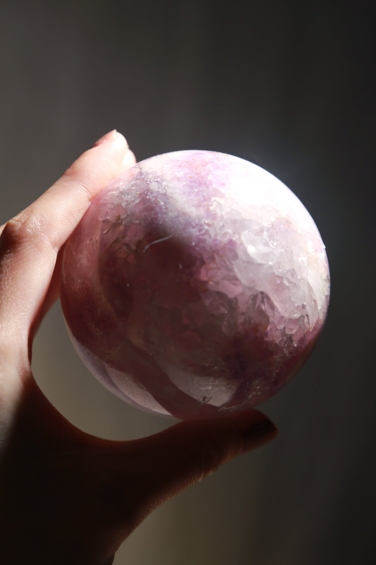 Puprle Druzy Amethyst Flower Agate Sphere with Orbicular eyes