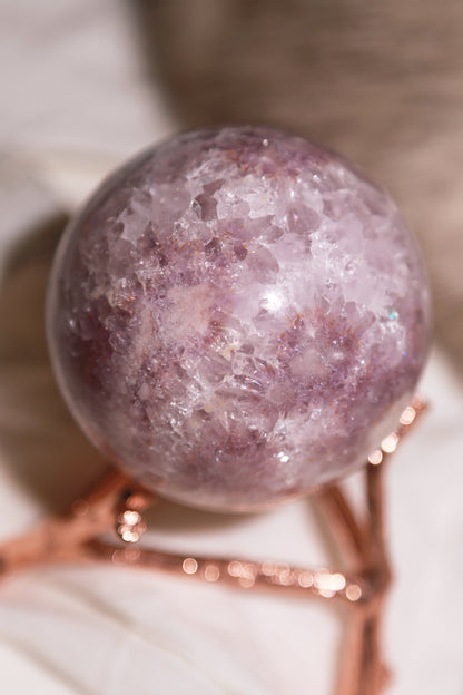 Puprle Druzy Amethyst Flower Agate Sphere with Orbicular Eyes