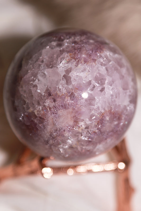 Puprle Druzy Amethyst Flower Agate Sphere with Orbicular Eyes