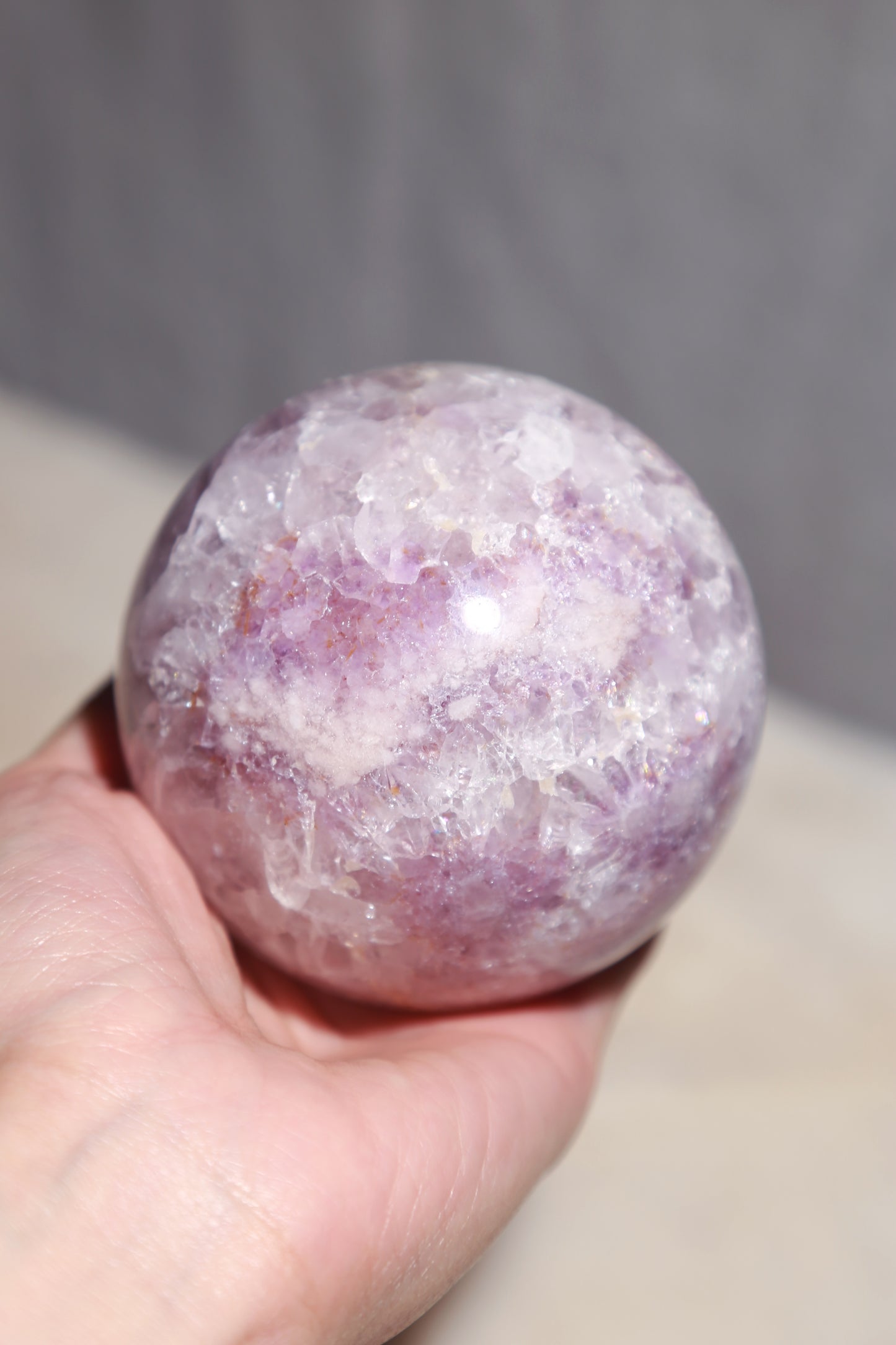 Puprle Druzy Amethyst Flower Agate Sphere with Orbicular eyes