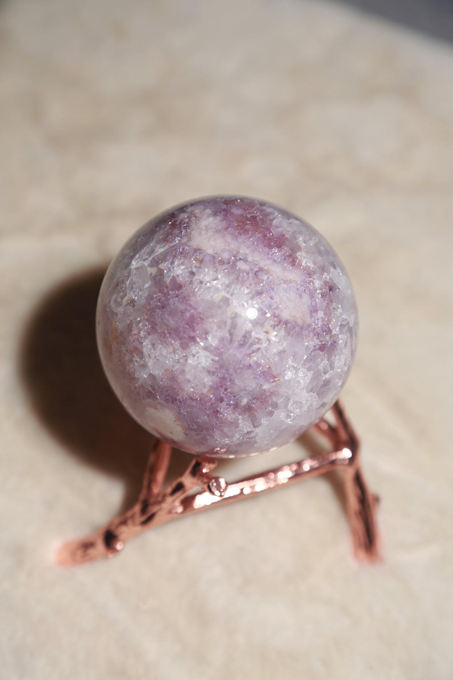 Puprle Druzy Amethyst Flower Agate Sphere with Orbicular eyes