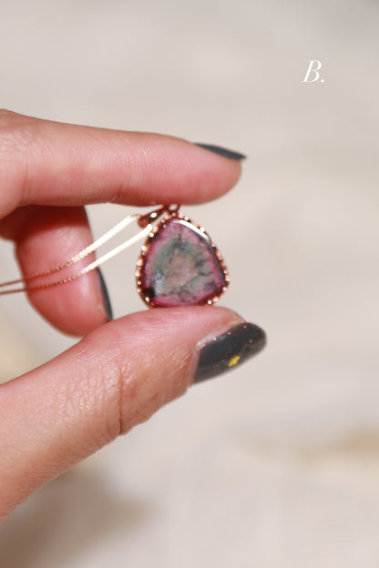 Bi-Coloured Watermelon Tourmaline Necklace