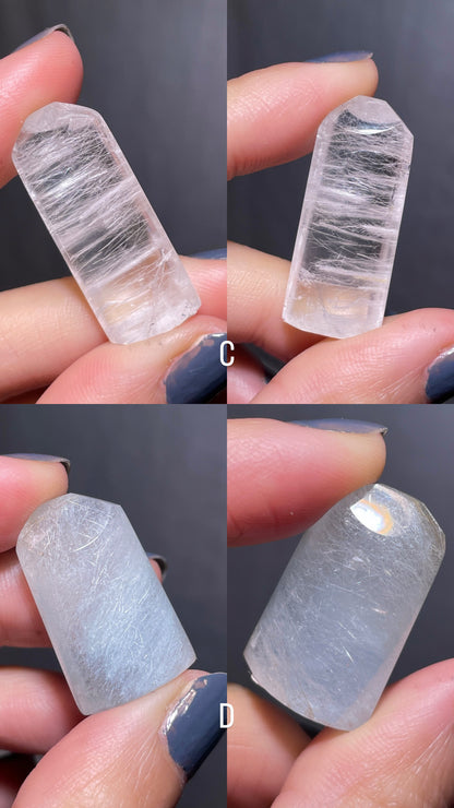 Blue Rutile Quartz Blue Amphibole Rabbit Hair Quartz Rolled Tower