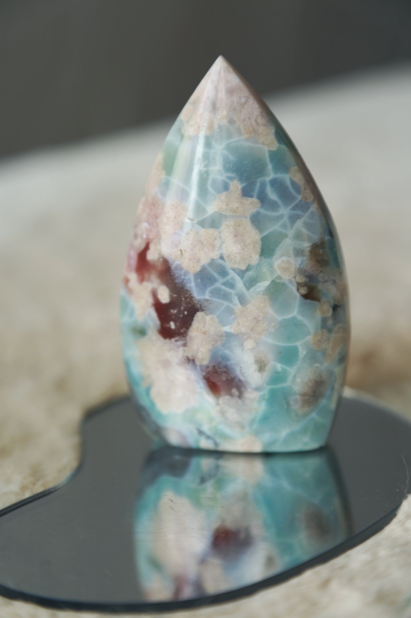 RARE Blue Flower Agate Flame Freeform