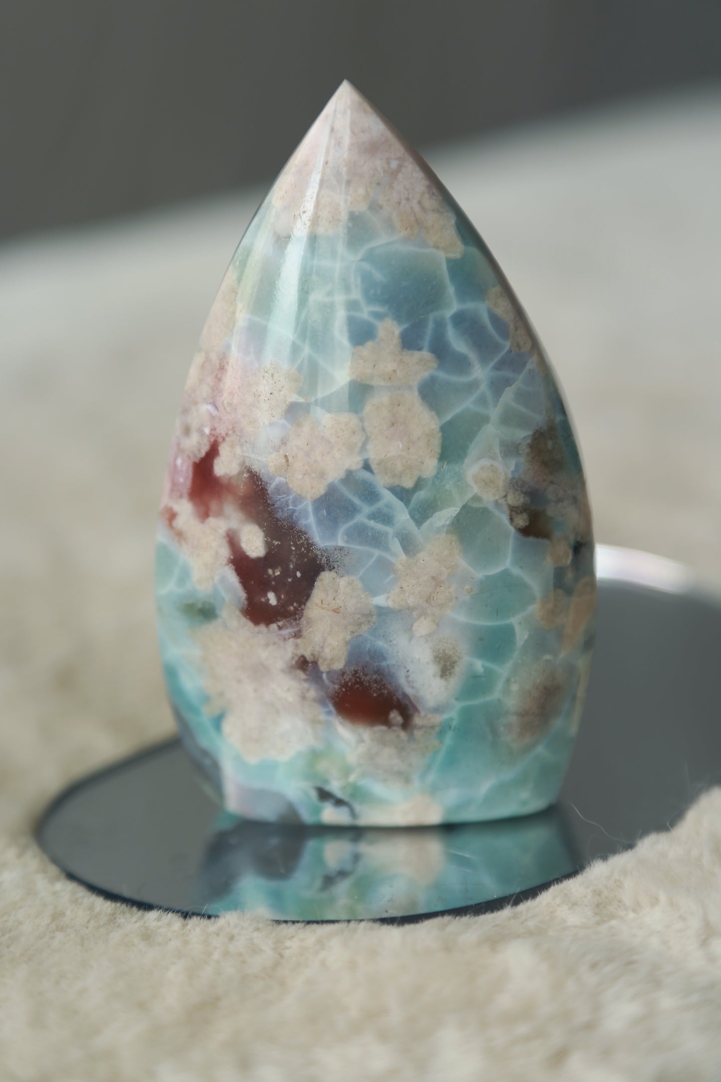 RARE Blue Flower Agate Flame Freeform