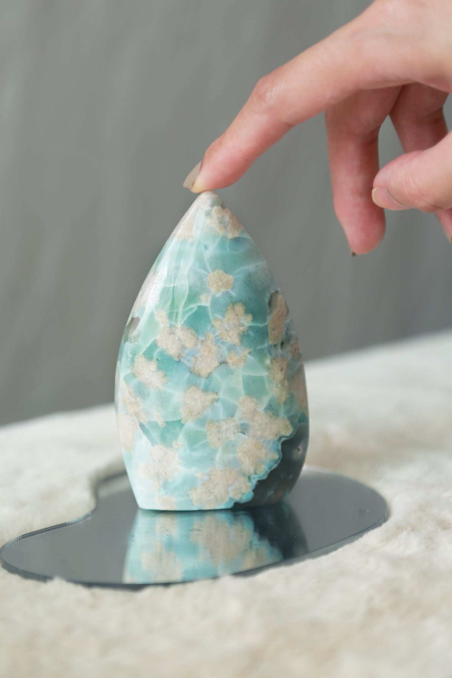 RARE Blue Flower Agate Flame Freeform