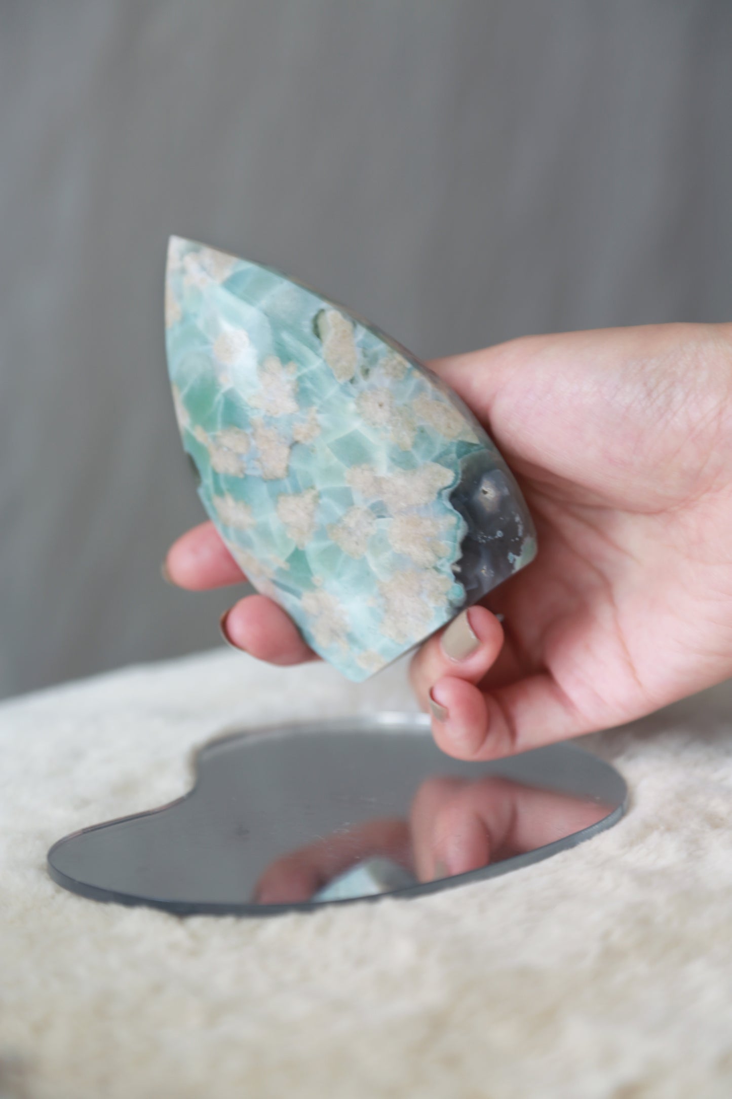 RARE Blue Flower Agate Flame Freeform