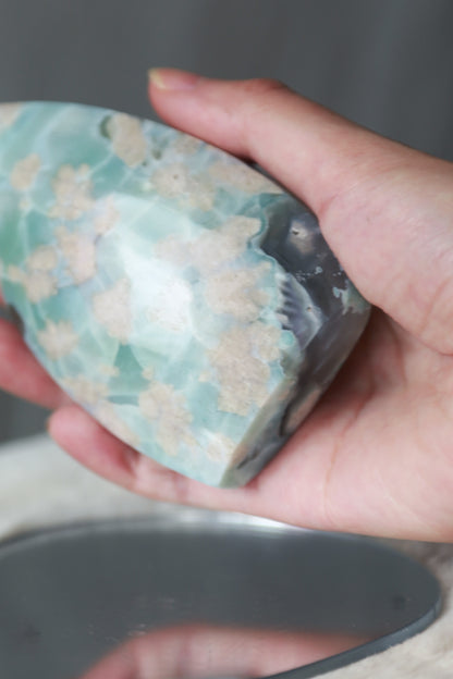 RARE Blue Flower Agate Flame Freeform