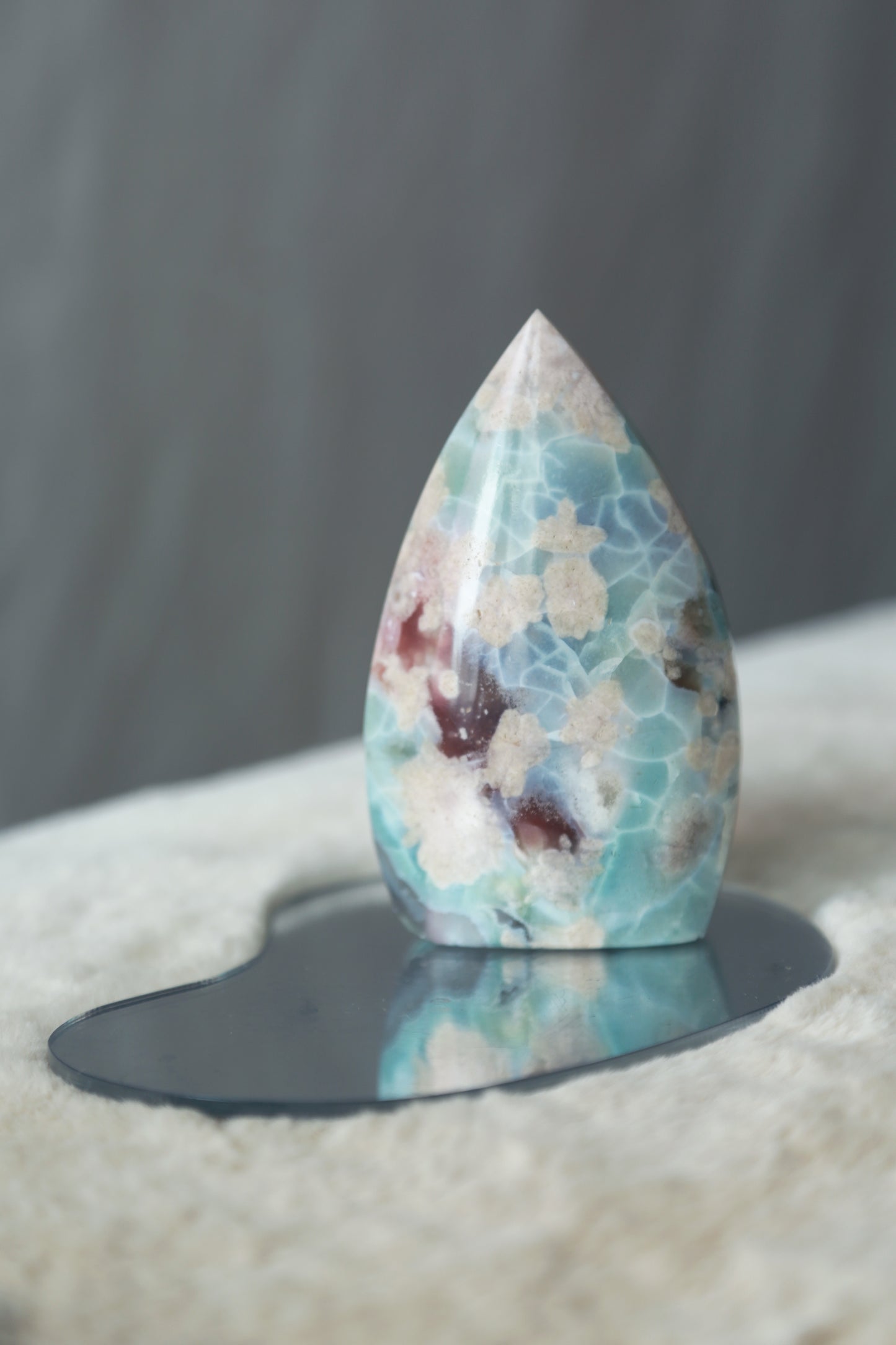 RARE Blue Flower Agate Flame Freeform