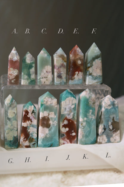 Blue Flower Agate Obelisk