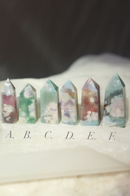 Blue Flower Agate Obelisk