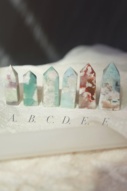 Blue Flower Agate Obelisk