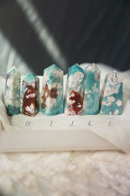 Blue Flower Agate Obelisk