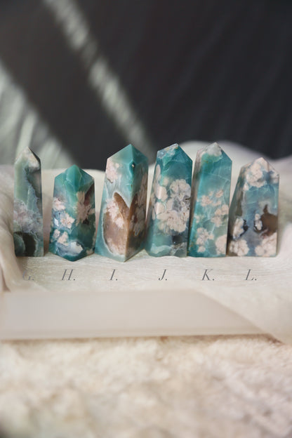 Blue Flower Agate Obelisk