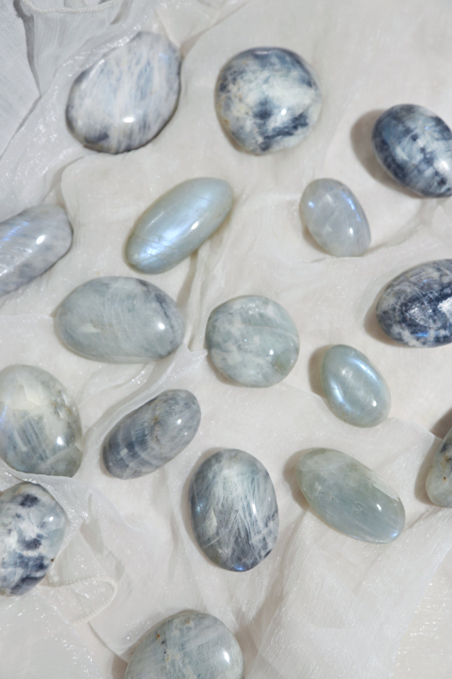 Aquatine Blue Moonstone Palm Stone