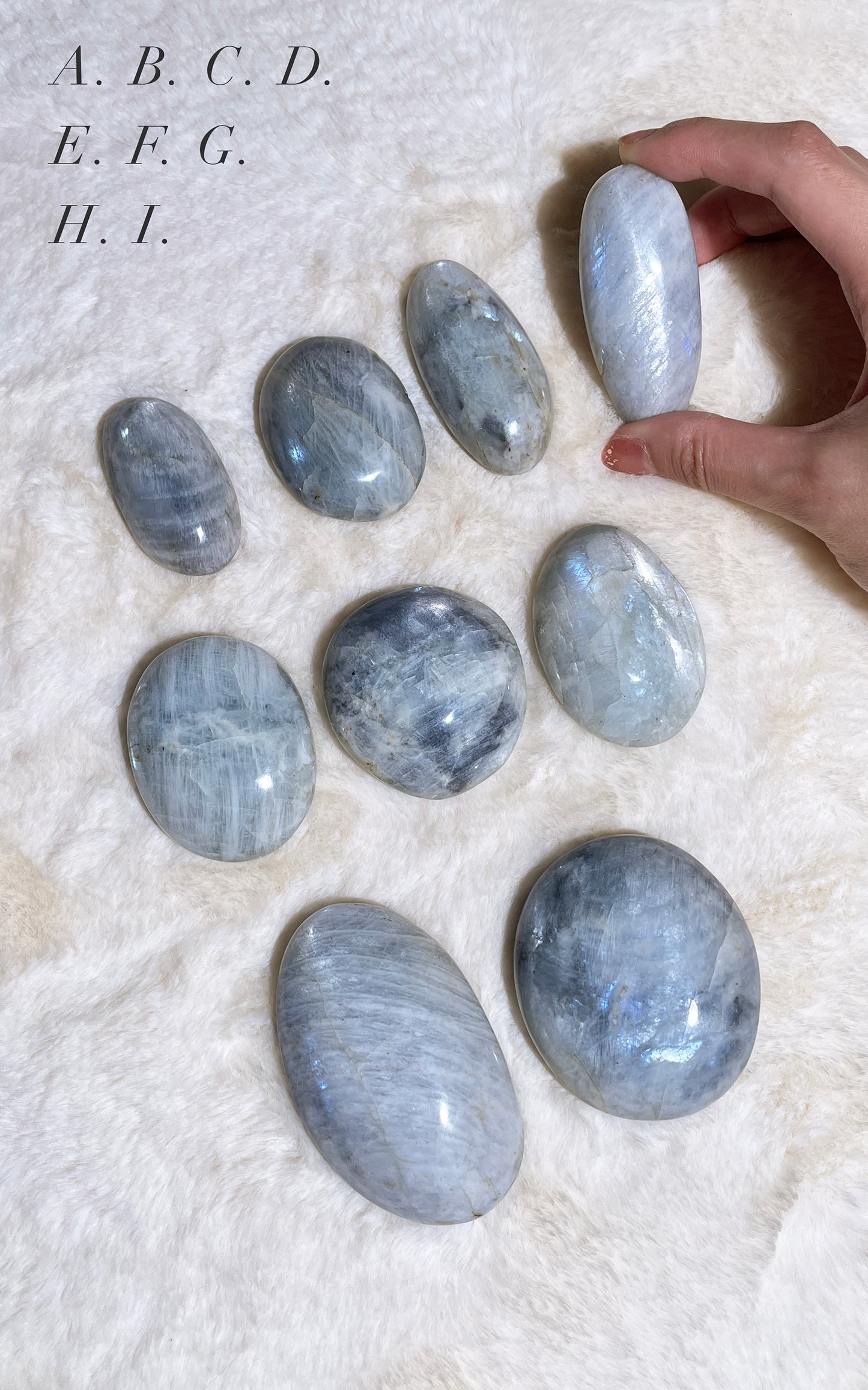 Aquatine Blue Moonstone Palm Stone