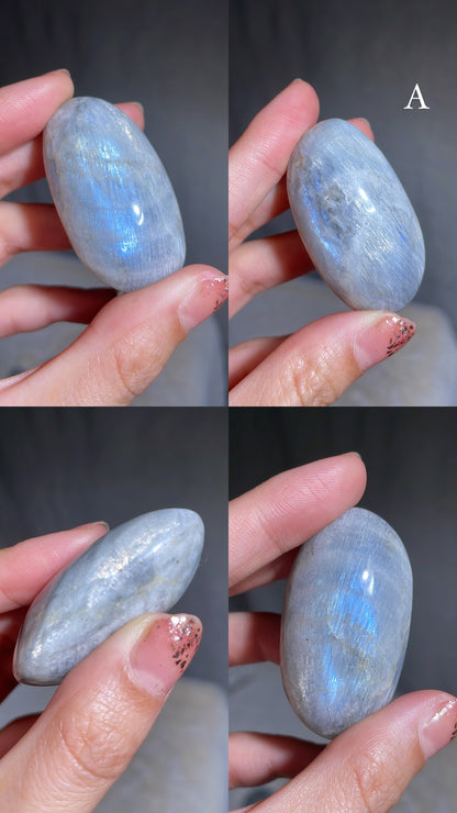 Aquatine Blue Moonstone Palm Stone