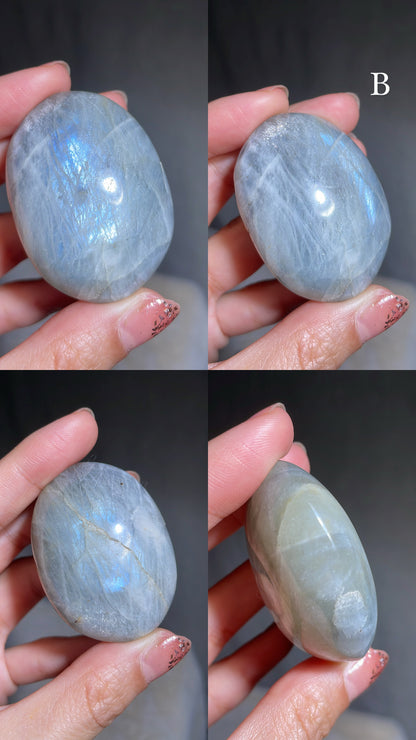 Aquatine Blue Moonstone Palm Stone