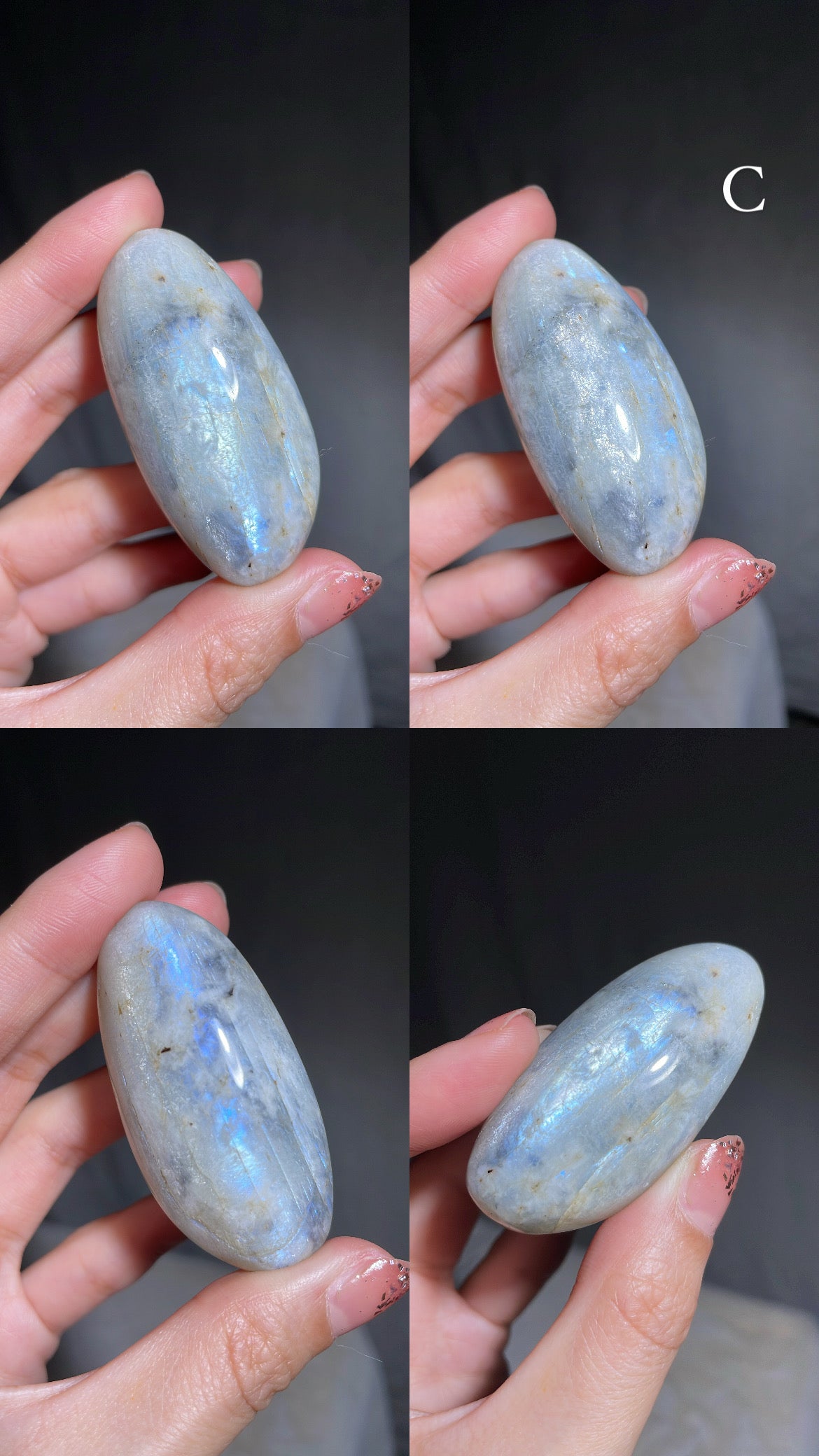 Aquatine Blue Moonstone Palm Stone