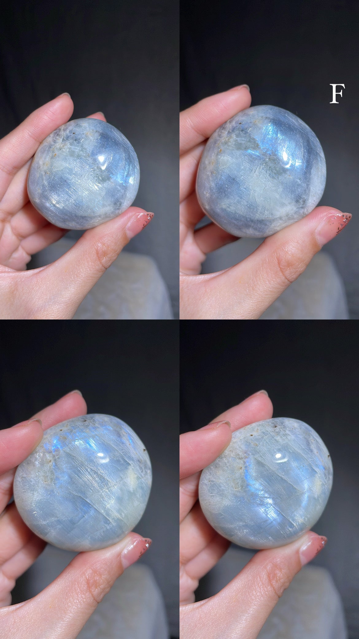 Aquatine Blue Moonstone Palm Stone