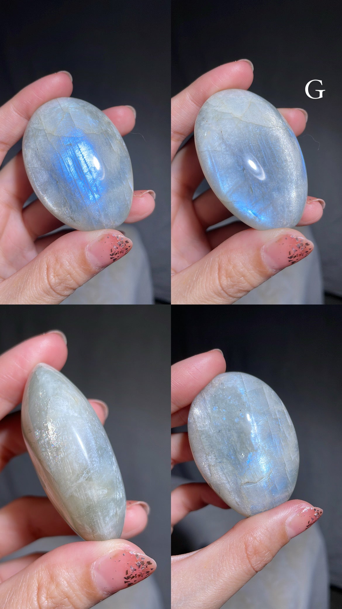 Aquatine Blue Moonstone Palm Stone