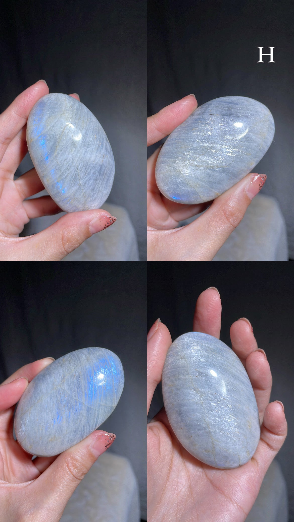 Aquatine Blue Moonstone Palm Stone