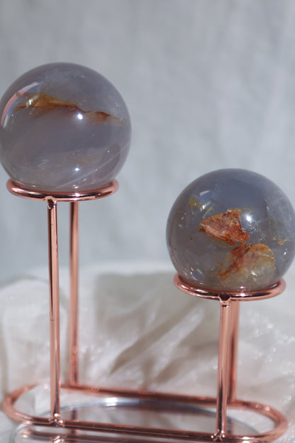 Blue Rose Quartz with Golden Healer Sphere