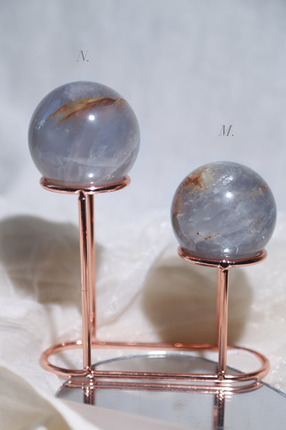 Blue Rose Quartz with Golden Healer Sphere