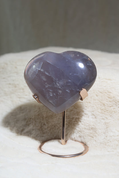Blue Rose Quartz Heart on metal stand